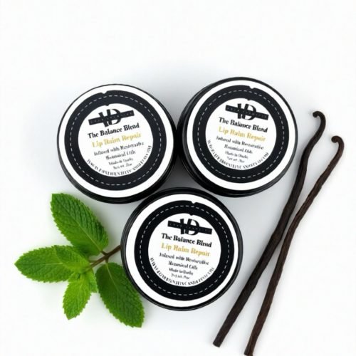 Handcrafted lip balm repair treatment for dry, chapped lips made with nourishing natural ingredients oils